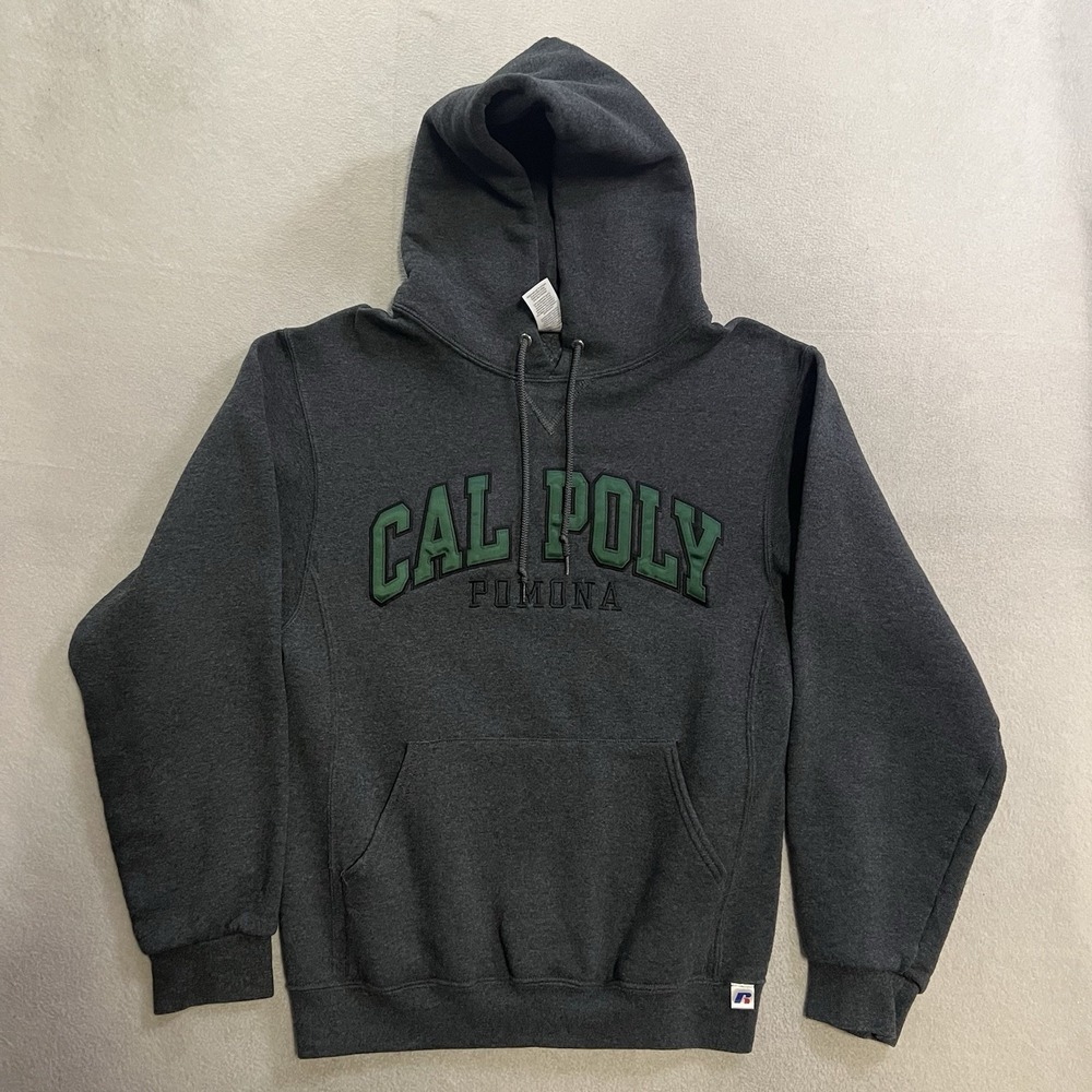 Vintage Cal Poly Mustangs Hoodie Adult Small Dark Gray Russell Athletic Pullover